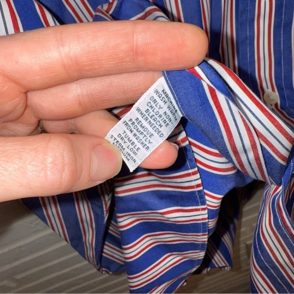 Polo Ralph Lauren Blue Striped Cotton Long Sleeve  Button Up, Men’s Size XL